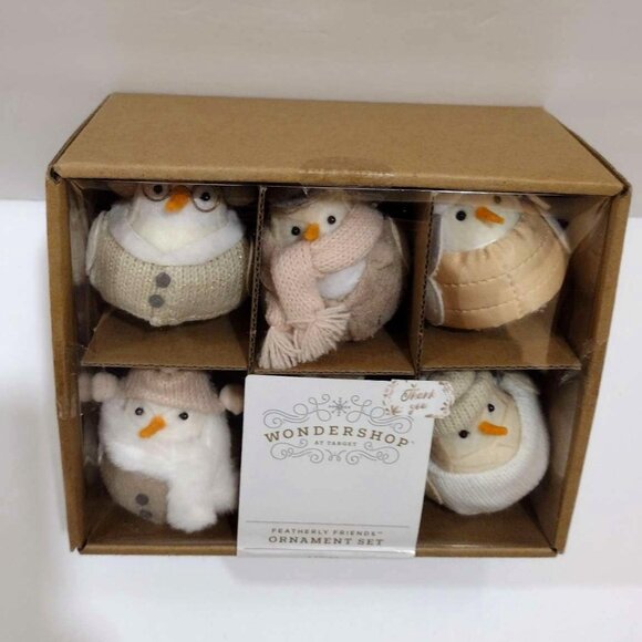 Target Other - Set Of 6 Wondershop Featherly Friends Christmas 2024 Neutral Bird Ornaments NEW